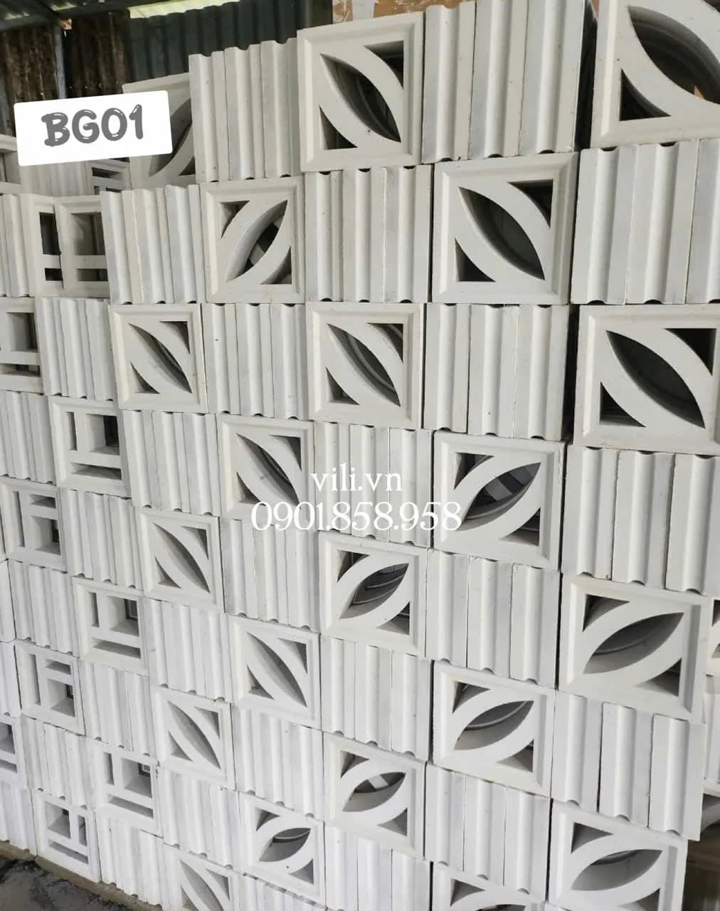 Gạch bông gió xi măng BG01 trắng