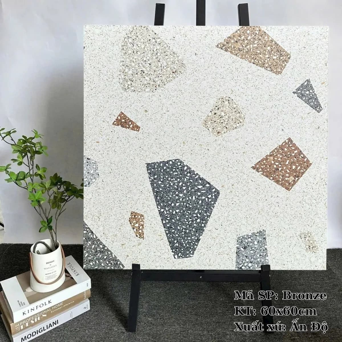 Gạch lát nền terrazzo Ấn Độ 60X60 Bronze đá mờ nhám