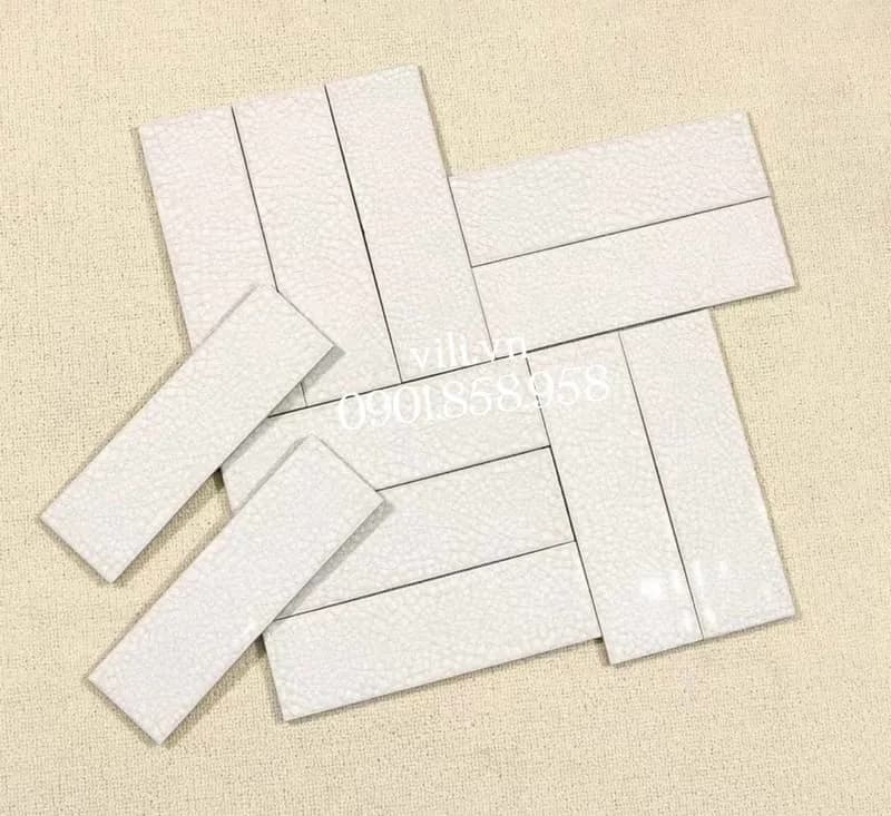 Gạch thẻ men rạn 6X20 cm VL60200 màu trắng