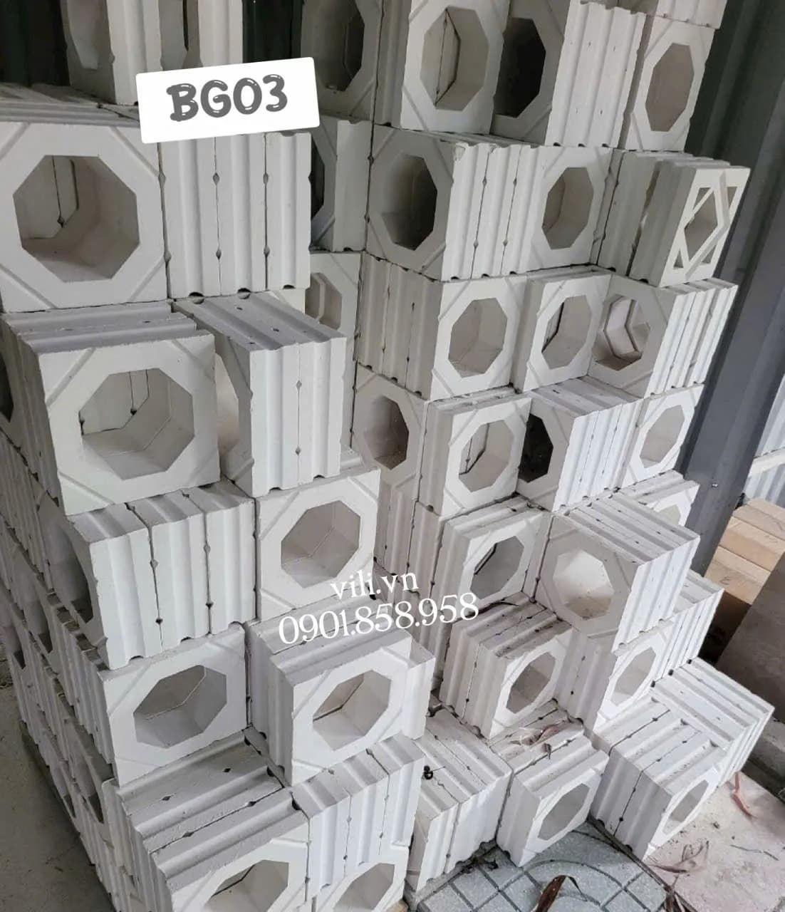 Gạch bông gió xi măng BG03 trắng