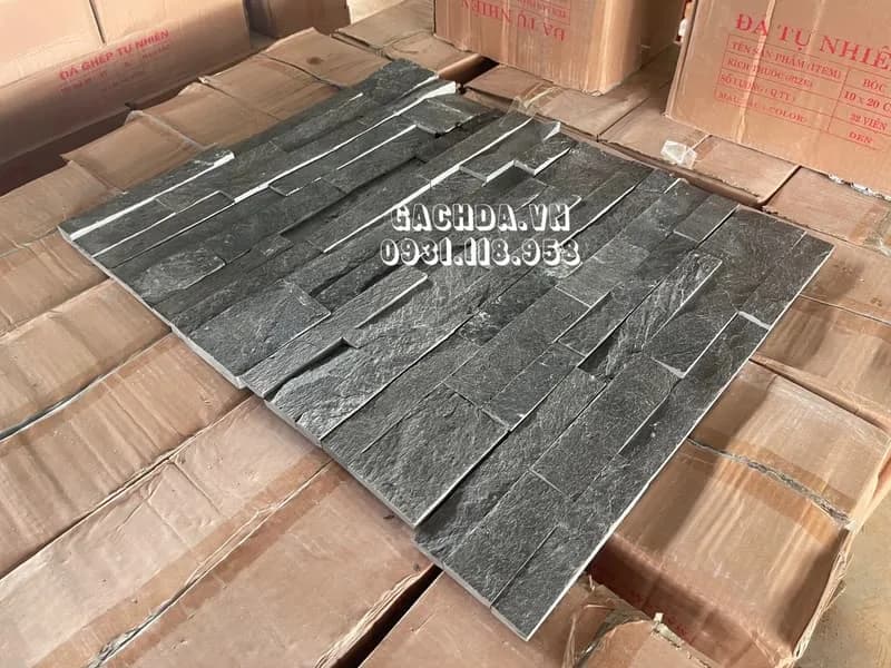 Đá ghép xanh đen 10×50 ốp trang trí