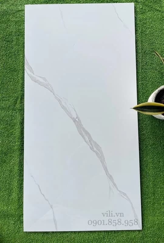 Gạch lát nền 60X120 BD 121001 đá bóng trắng vân mây