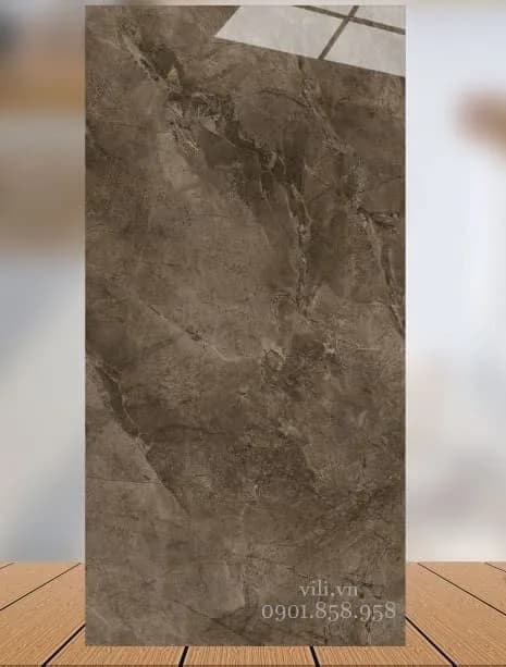 Gạch lát nền 60X120 Catalan 12024 đá bóng vân đá nâu