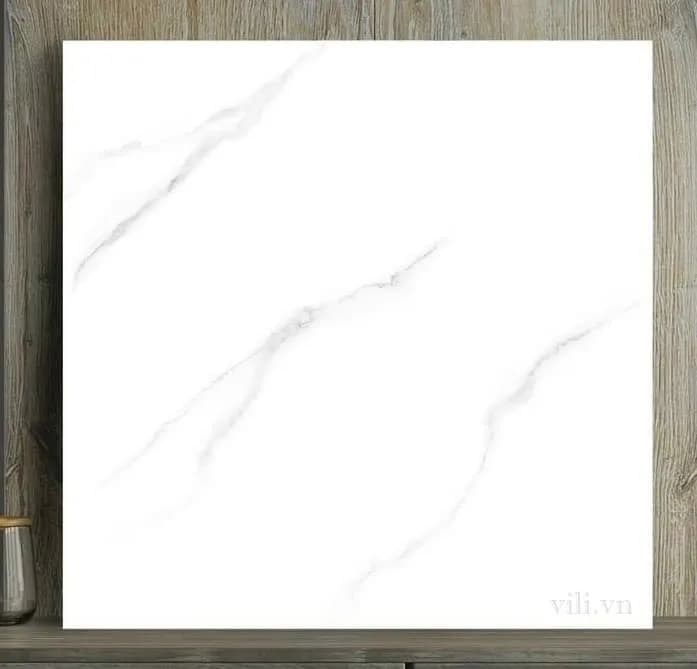 Gạch lát nền 60X60 Catalan 65001 đá bóng trắng vân mây
