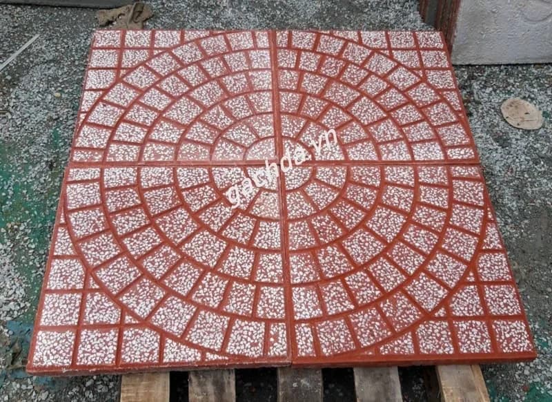 Gạch Lát Vỉa Hè 40x40 Terrazzo Cánh Quạt Đỏ