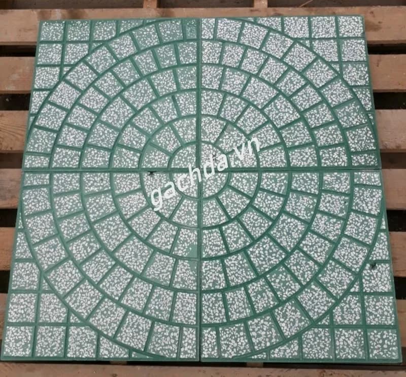 Gạch Lát Vỉa Hè 40x40 Terrazzo Cánh Quạt Xanh