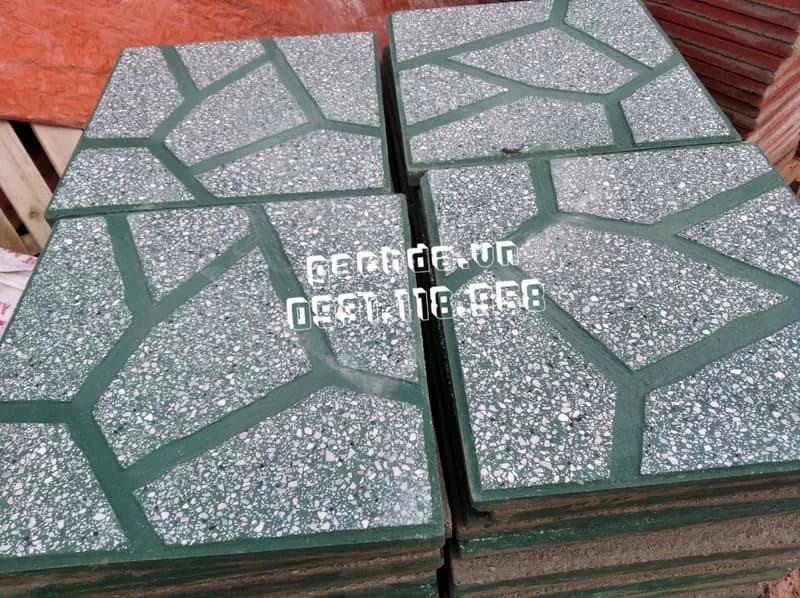 Gạch Lát Vỉa Hè 40x40 Terrazzo Giả Đá Xanh