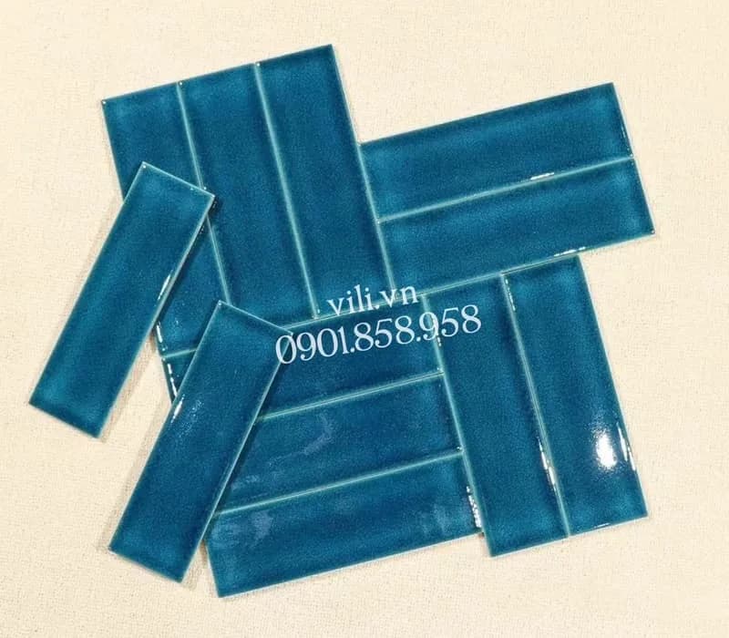 Gạch thẻ men rạn 6X20 cm VL60218 xanh dương đậm