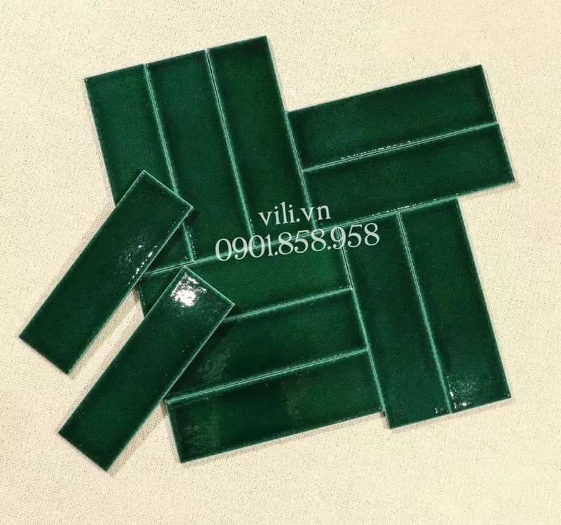 Gạch thẻ men rạn 6X20 cm VL60206A xanh lá