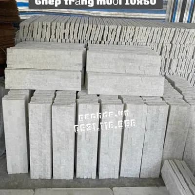 Đá ghép Trắng muối 10x50 cm ốp trang trí