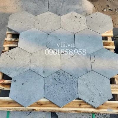 Đá tổ ong xám lục giác lát sân D25