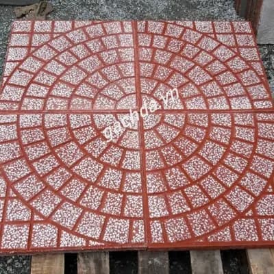 Gạch Lát Vỉa Hè 40x40 Terrazzo Cánh Quạt Đỏ