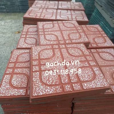 Gạch Lát Vỉa Hè 40x40 Terrazzo Mắt Phụng Đỏ
