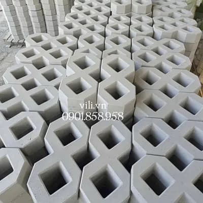 Gạch trồng cỏ số 8 bóng mờ - gạch 2 lỗ