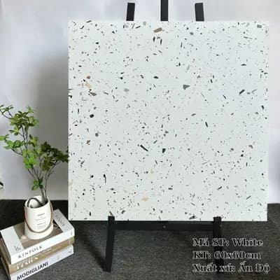 Gạch lát nền terrazzo Ấn Độ 60X60 White đá mờ nhám