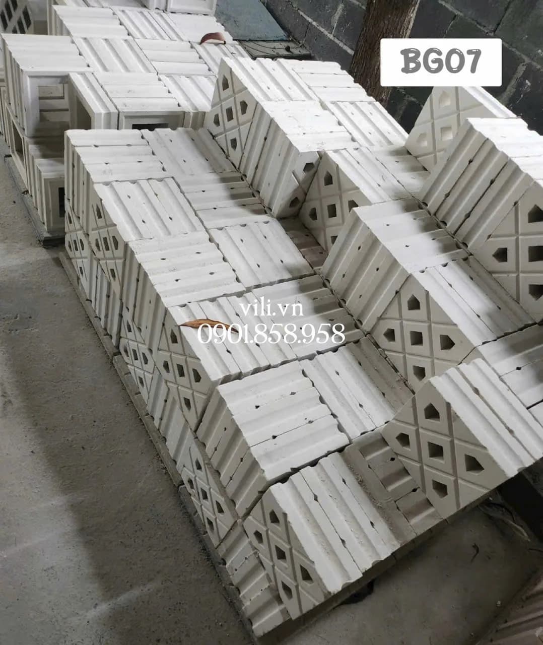 Gạch bông gió xi măng BG07 trắng