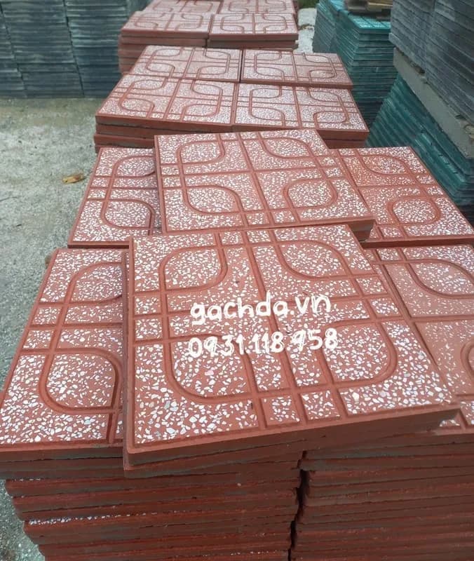 Gạch Lát Vỉa Hè 40x40 Terrazzo Mắt Phụng Đỏ