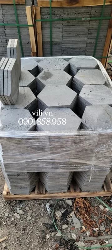 Đá tổ ong xám lục giác lát sân D25