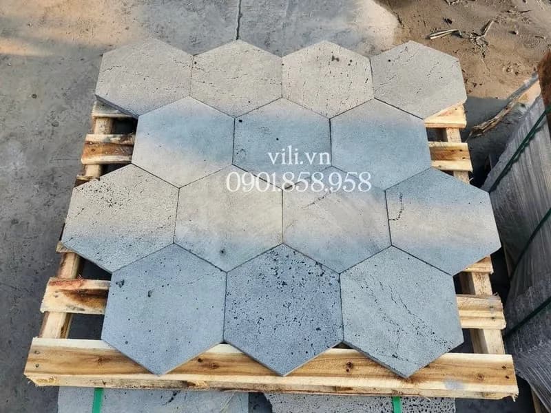 Đá tổ ong xám lục giác lát sân D25