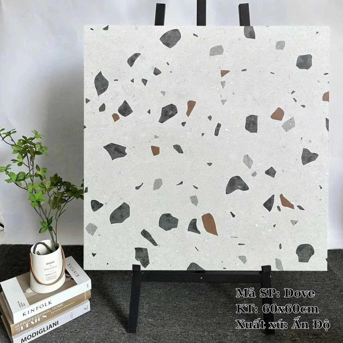 Gạch lát nền terrazzo Ấn Độ 60X60 Dove đá mờ nhám