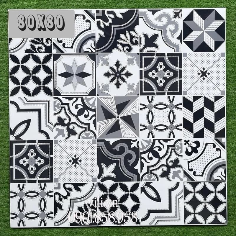 Gạch Bông Lát Nền 80X80 Tasa 8361 đá bóng khắc kim