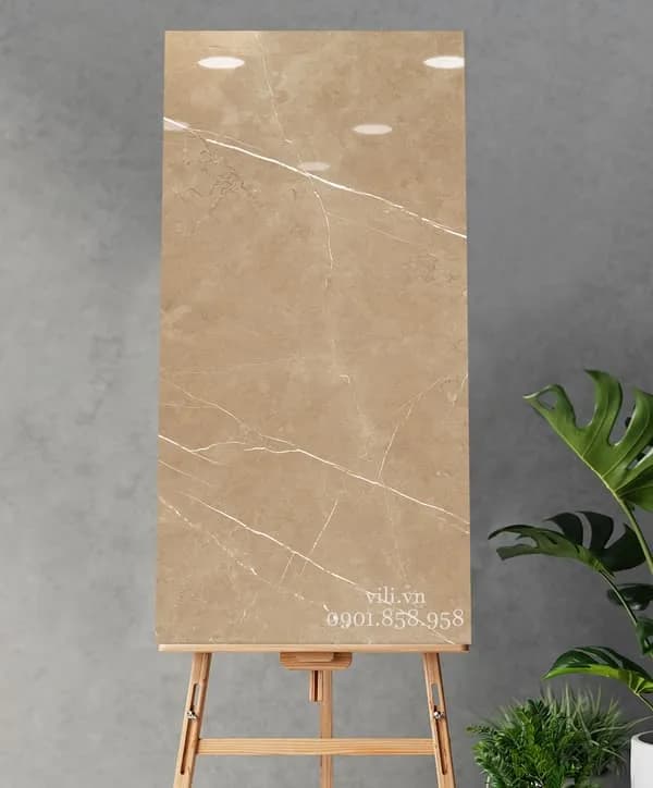 Gạch lát nền 60x120 Hoàn Mỹ 31054 đá bóng nâu vàng