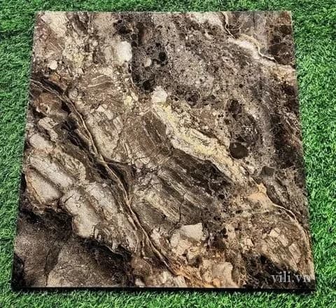 Gạch lát nền 60x60 CMC PTK68008 đá bóng vân đá nâu đen
