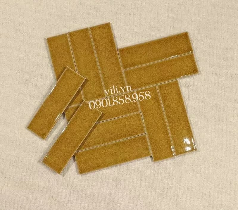 Gạch thẻ men rạn 6X20 cm VL60205 màu vàng