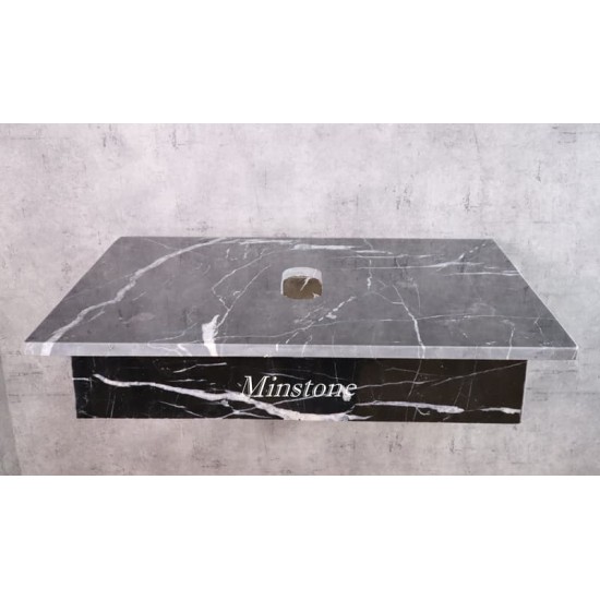 Bàn đá lavabo Minstone MM105 50x70 Đen Tia Chớp