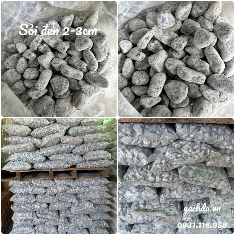Sỏi đen trang trí sân vườn