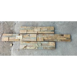 Đá chẻ ghép vàng 10x50 cm ốp trang trí