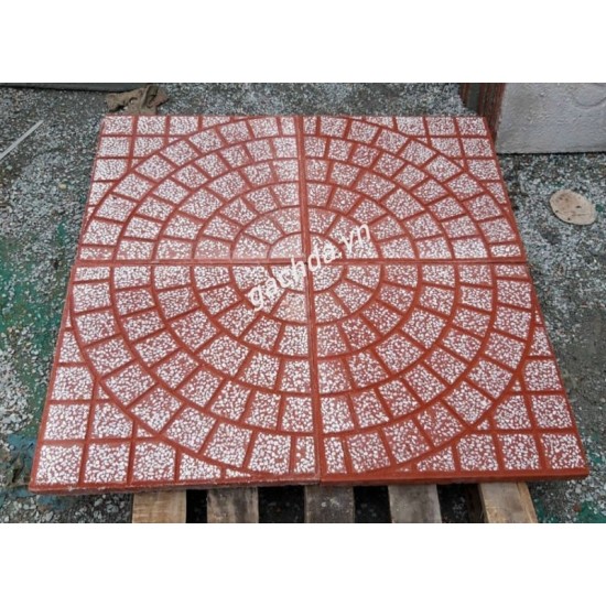 Gạch Lát Vỉa Hè 40x40 Terrazzo Cánh Quạt Đỏ