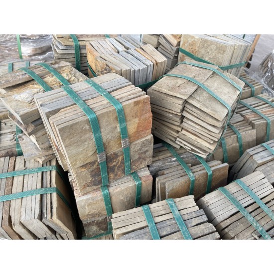 Đá chẻ vàng tự nhiên 10x20 ốp trang trí