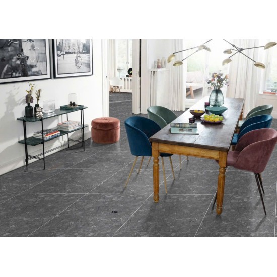 Gạch lát nền terrazzo Ấn Độ 60X60 Nero đá mờ nhám